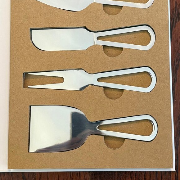4-Piece Silver Cheese Knife Set with Serving Fork | Charcuterie Board Cutlery - Picture 6 of 7